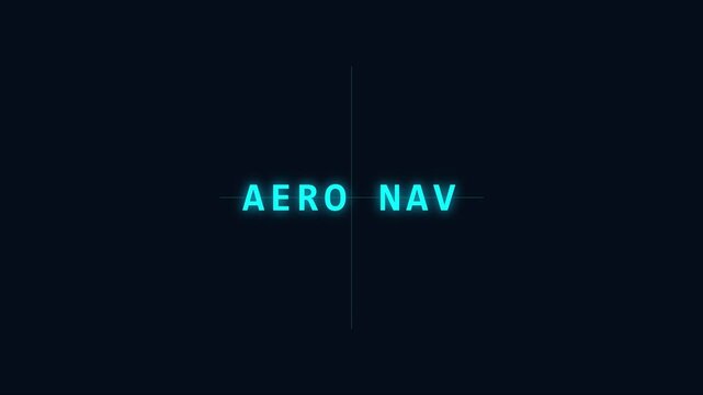 Aero nav digital hud interface with glowing neon text and crosshair targeting animation 4k heads-up display