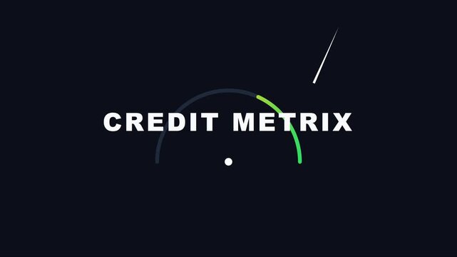 Credit metrix gauge animation: financial scoring and performance measurement for business data analysis and banking technology 4k