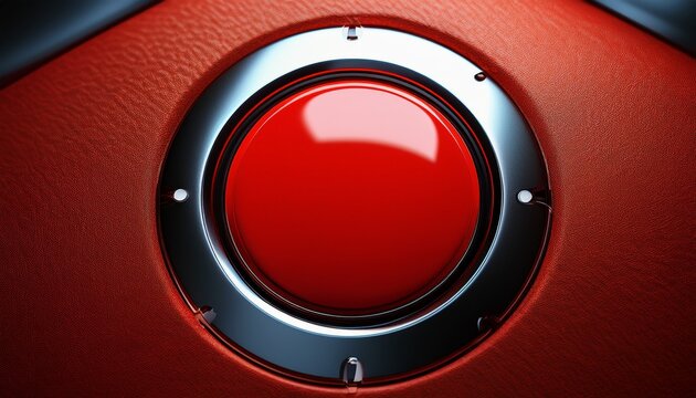 glossy red engine start button macro shot launch power business startup metaphor industrial detail