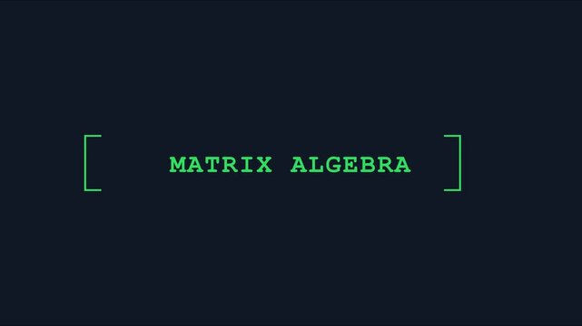 Matrix algebra text animation with retro green digital terminal interface style 4k