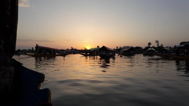 Sunset over Dal Lake in Srinagar, Kashmir, India
