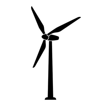 Wind turbine black icon for green energy and sustainable environment concepts isolated on transparent layer.