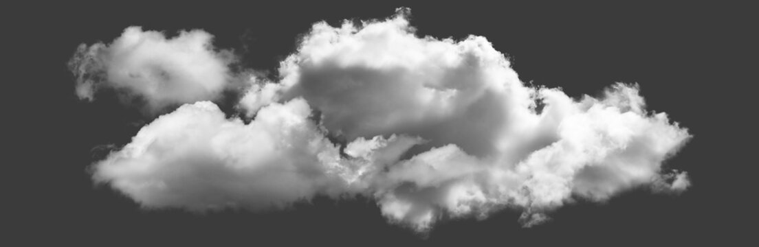Cumulus clouds isolated on dark background isolated on transparent background