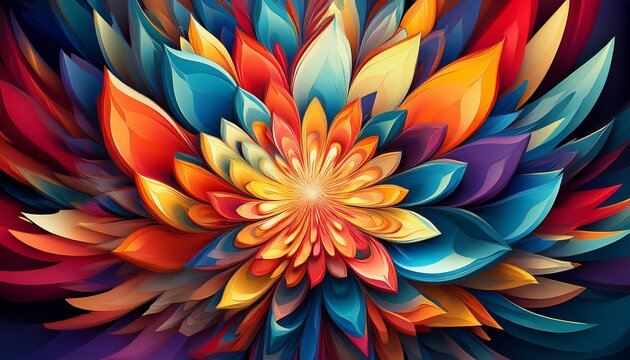 abstract colorful shapes forming a burst