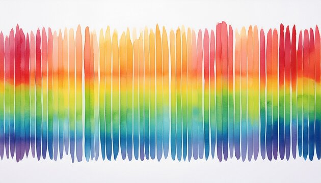 watercolor rainbow stripes on white background