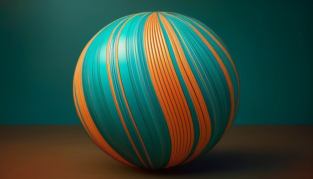 teal and orange striped sphere