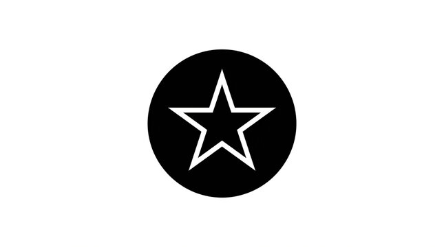 Minimalist Black Circular Badge Featuring a White Star Outline Symbol for Rating Quality Favorite Mark Achievement and Excellence Concept
