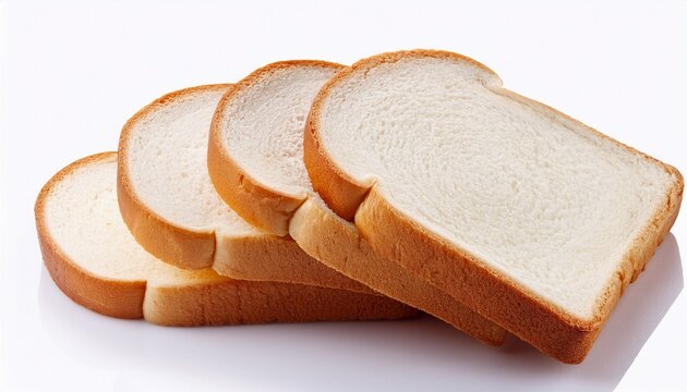 four slices of white bread isolated on white background suitable for marketing or business purposes backgrounfile