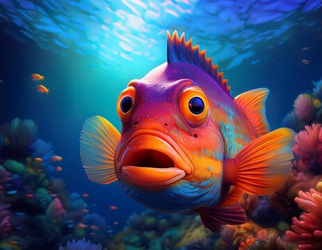 garibaldi fish making funny face