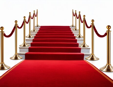 red carpet steps and gold handrails separate from background