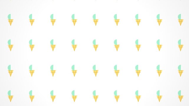 Minimalist repeating pattern of stylized ice cream cones on a white background