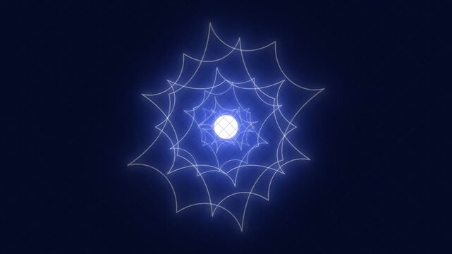 Abstract Glowing Blue Geometric Web Pattern on Dark Grid Background