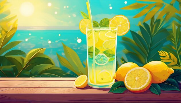 refreshing summer lemonade poster background for cool drink promotions and refreshing vibes