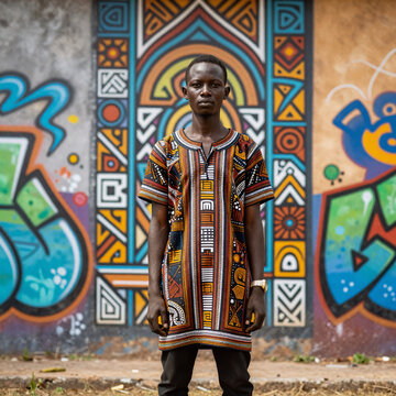 African Tribal Art Pattern Youth. Graffiti-Inspired Seamless Pattern Background