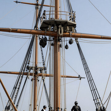 Impressionist Crow Point. A Sailing Ship'S Mast And Crow'S Nest