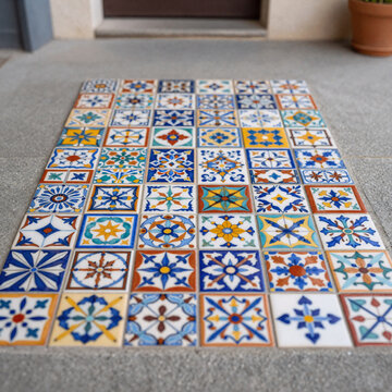 Street Art Pattern Paisley. Stylized Patchwork Design Of Colorful Decorative Tiles