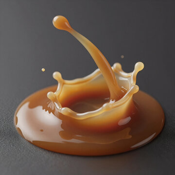 Isometric Splash Chocolate. Stylized Caramel Splash Cut-Out Image