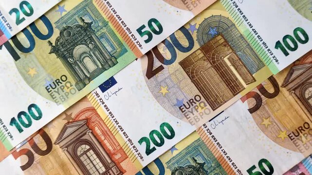 Paper cash euro as a means of payment and exchange in Europe. Euro banknotes