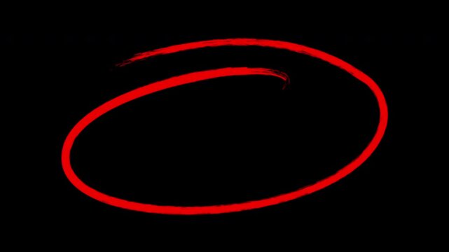 Hand-drawn red circle animation overlay, grunge marker style loop for emphasis and highlighting