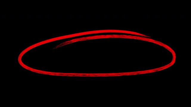 Hand-drawn red circle animation overlay on transparent background, for highlighting and, emphasis doodle