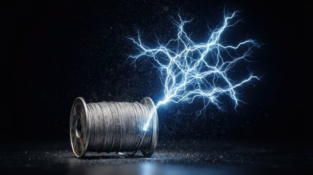 Electrical wire spool with lightning discharge