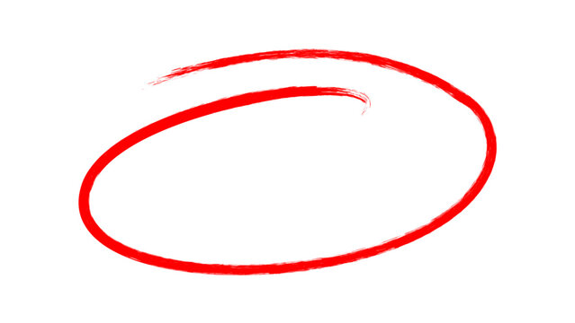 Vibrant red oval frame drawn with artistic digital brush strokes creating a bold minimalist vector graphic element for creative design projects