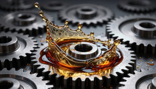Lubrication Oil Splash Over Industrial Steel Gears