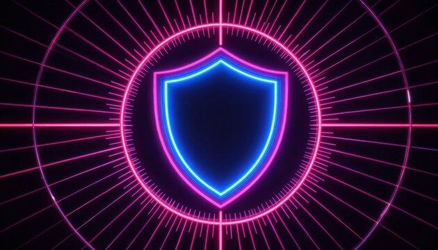 Neon Cyber Security Shield Digital Interface