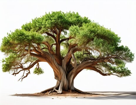 desert ironwood tree with green leaves isolated on a white background showcasing drought resistant characteristics