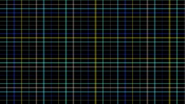 A seamless looping grid pattern displays intersecting neon lines on a dark background.