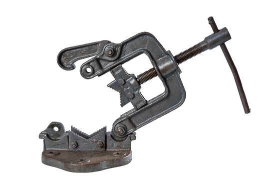 vintage cast-iron bench vise / mechanical press (used)
