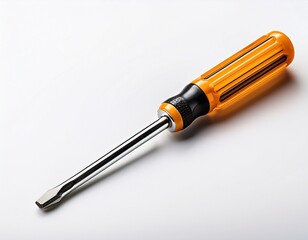 Fototapeta premium flathead screwdriver with amber handle on white background