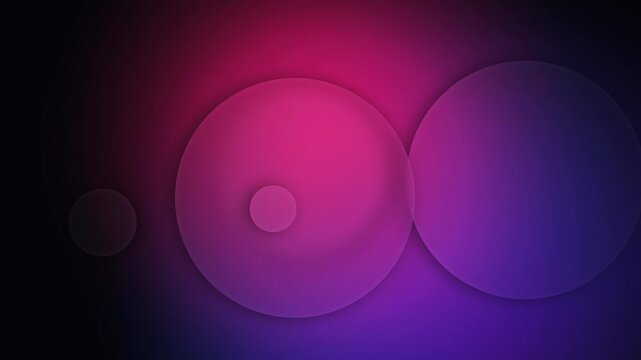 Abstract Pink and Purple Floating Circles Motion Background, Animated Glassmorphism Circular Disc Shapes Backdrop for Presentation, Corporate Video, or Event VJ Loop, 4K