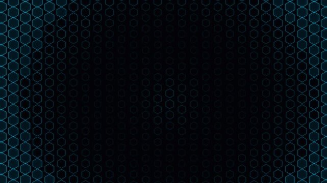 Abstract Cyan Hexagon Grid Wave Motion Background, Glowing Hexagonal Wireframe Pattern Animation, Futuristic Technology and Data Grid Backdrop VJ Loop, 4K