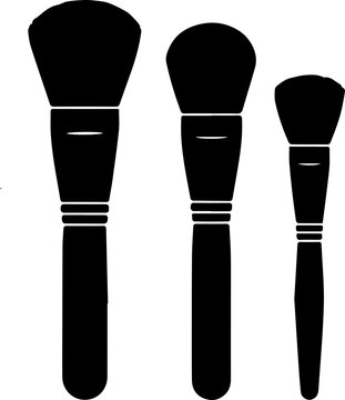 Set of makeup brushes vector icon - black silhouette