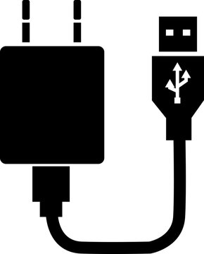 USB wall charger adapter vector icon - black silhouette