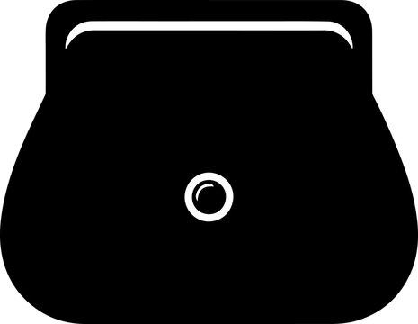 Women's purse or coin wallet vector icon - black silhouette