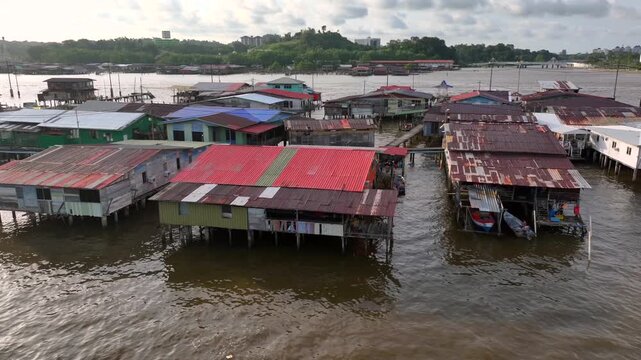 Bandar Seri Begawan, the capital city of Brunei Darussalam in evening. Tiny Sultanate in South East Asia, Borneo Island