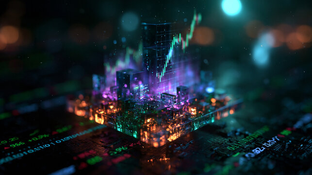 Futuristic Financial Stock Market Graph and Digital City Data