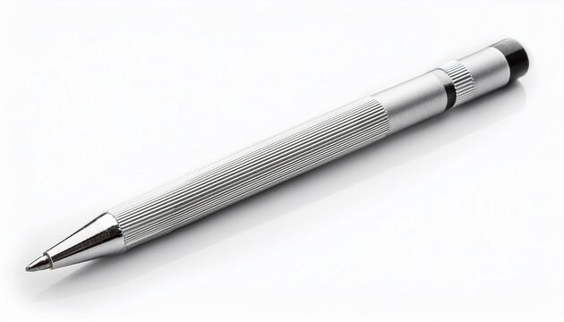 silver mechanical drafting pencil on white background