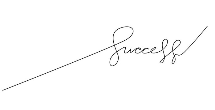 Animation of Continuous One Line Drawing Text Success, Minimal Monoline Typography, Hand Drawn Lettering Effect, Seamless Loop Motion Graphics, Editable Stroke, Alpha Channel, 4K Animated Video
