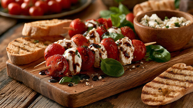 Caprese Skewer With Grilled Bread And Feta