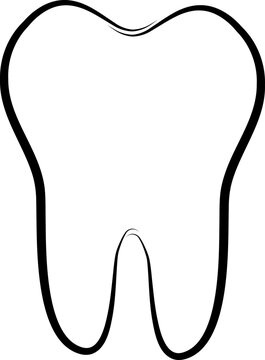 Minimalist dental molar outline illustration for oral health education