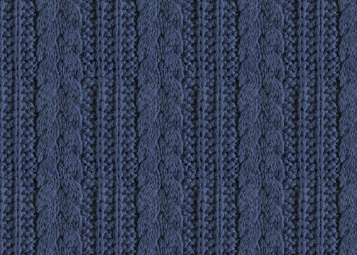 Blue Cable Knit Textile Background