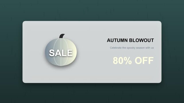 Autumn blowout sale banner with pumpkin icon and eighty percent discount offer for marketing