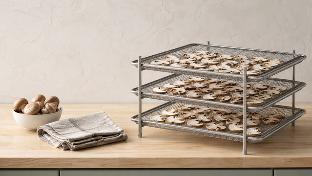 Ventilated Rack for Drying Autumn Mushrooms, 秋のきのこを乾燥保存する通気ラック