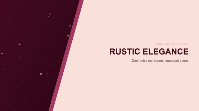 Rustic elegance seasonal event promotional motion graphics template with floating particles