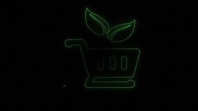 Green Eco Shopping Cart 4K Motion Graphics Animated Icon