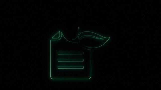 Green Neon Eco Document 4K Motion Graphics Sustainability Icon Animation versatile backdrop for branding