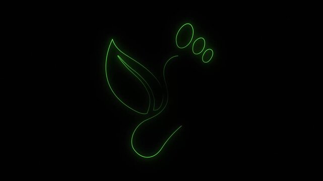 Green Neon Footprint Eco Animation 4K Motion Graphics